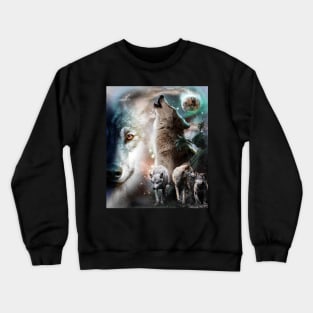 Space Wolves Wolf Howling At Moon Crewneck Sweatshirt